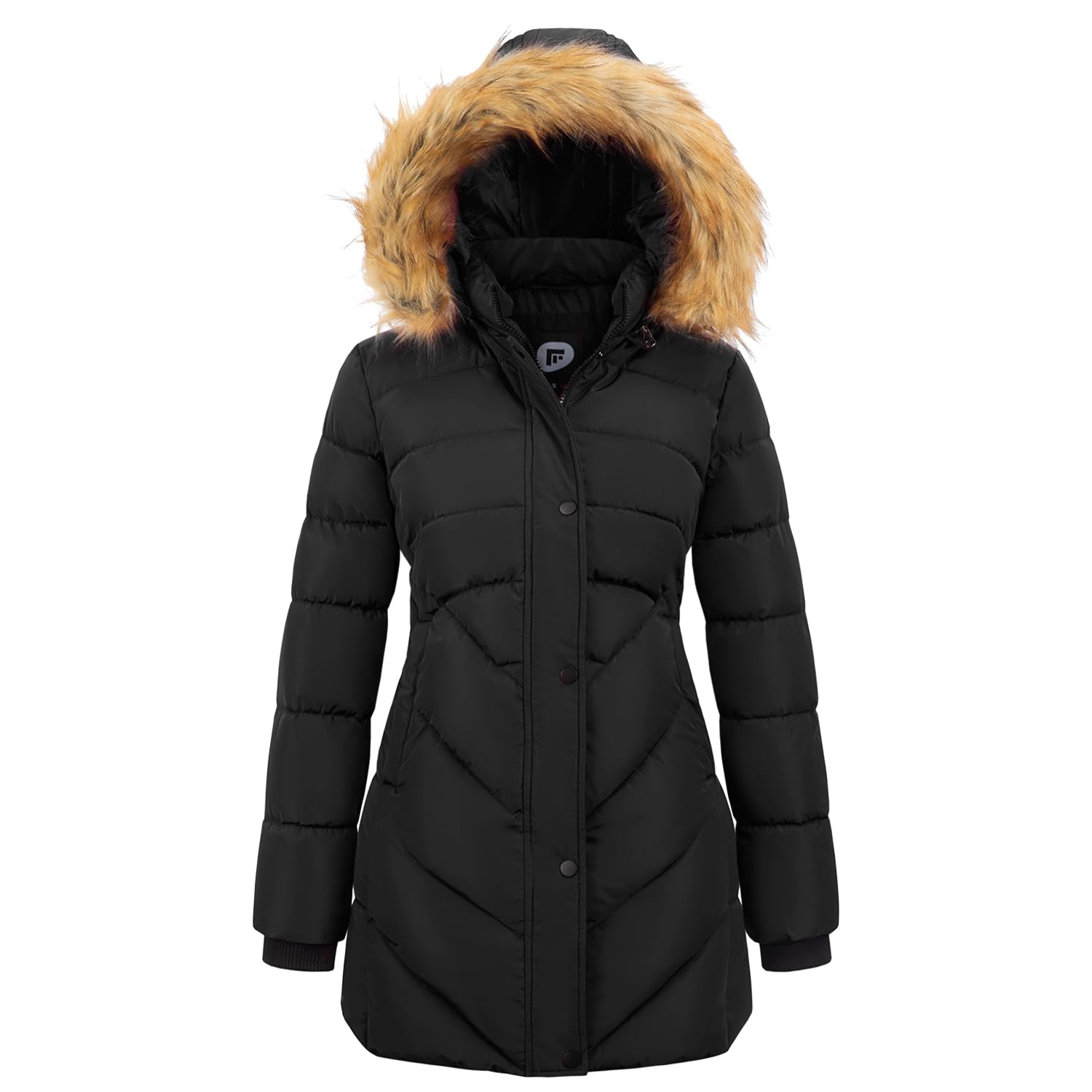 Women's Winter Thicken Coat Warm Long Puffer Jacket with Faux Fur Removable Hood Waterproof Insulated Jacket